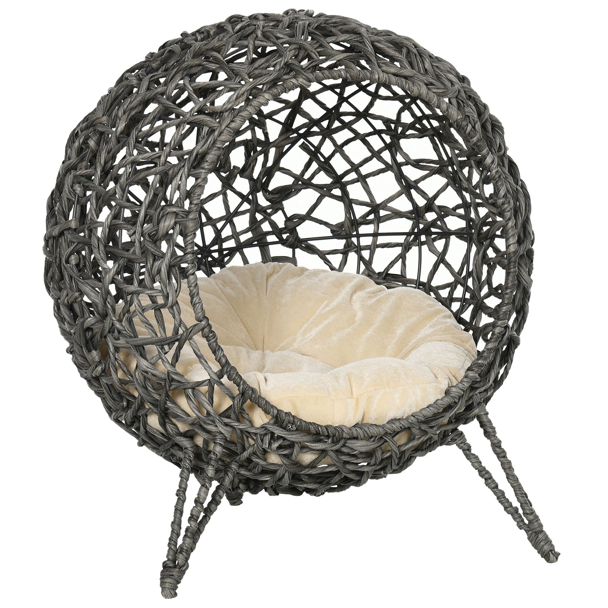 PawHut Rattan Elevated Cat Bed